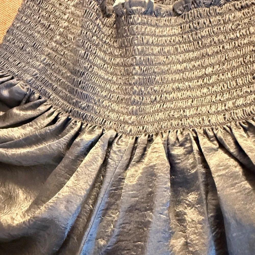 KOCH‎ Erica Steel Gloss Metallic Smocked Mini Skort Size M Made in USA
